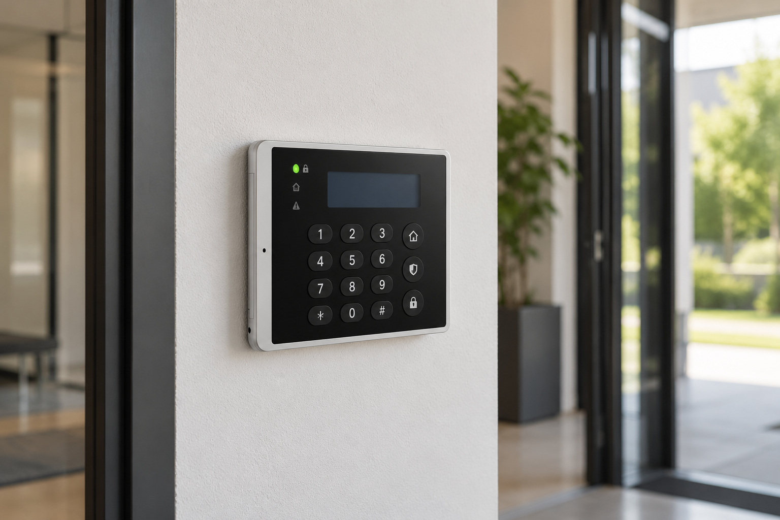 Tastiera di comando di un impianto antintrusione installata a parete